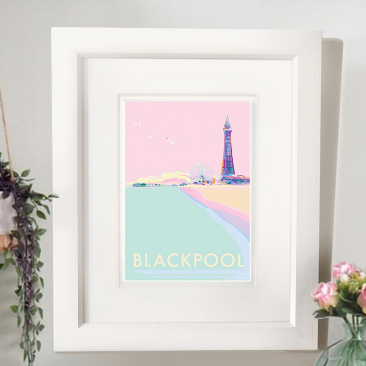Blackpool travel poster and seaside print by Becky Bettesworth