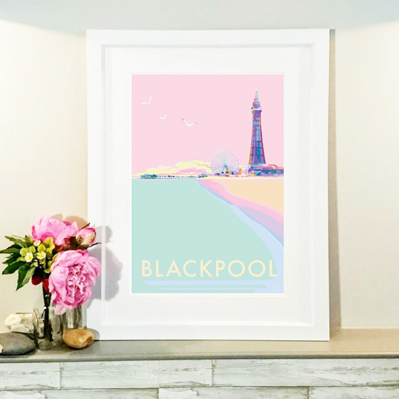 Blackpool travel poster and seaside print by Becky Bettesworth