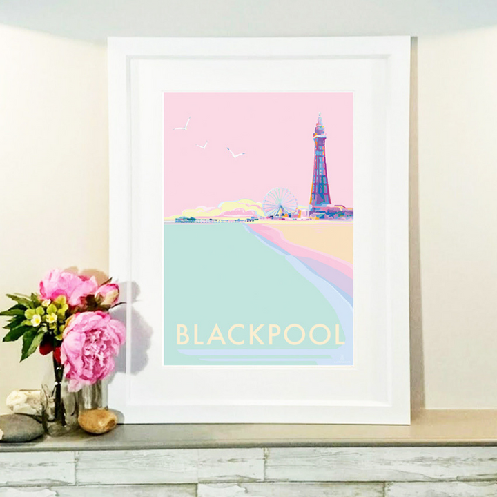 Blackpool travel poster and seaside print by Becky Bettesworth