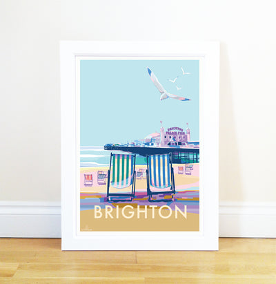 Brighton travel poster and seaside print by Becky Bettesworth