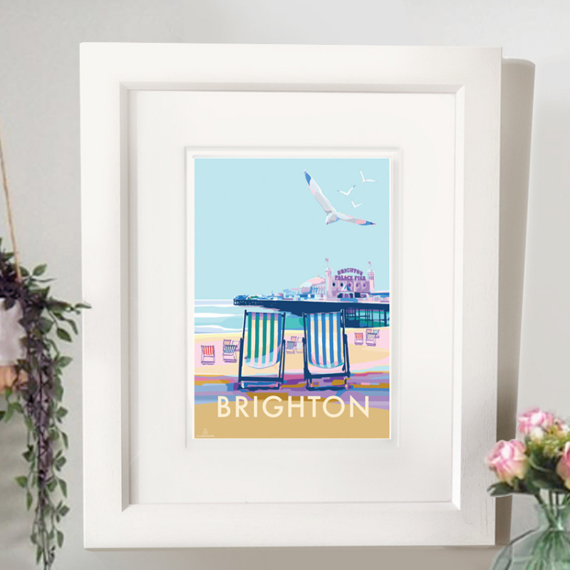 Brighton travel poster and seaside print by Becky Bettesworth