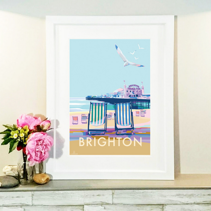 Brighton travel poster and seaside print by Becky Bettesworth
