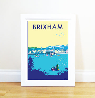 Brixham travel poster and seaside print by Becky Bettesworth