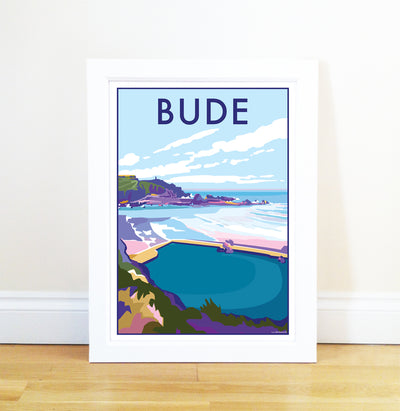 Bude travel poster and seaside print by Becky Bettesworth