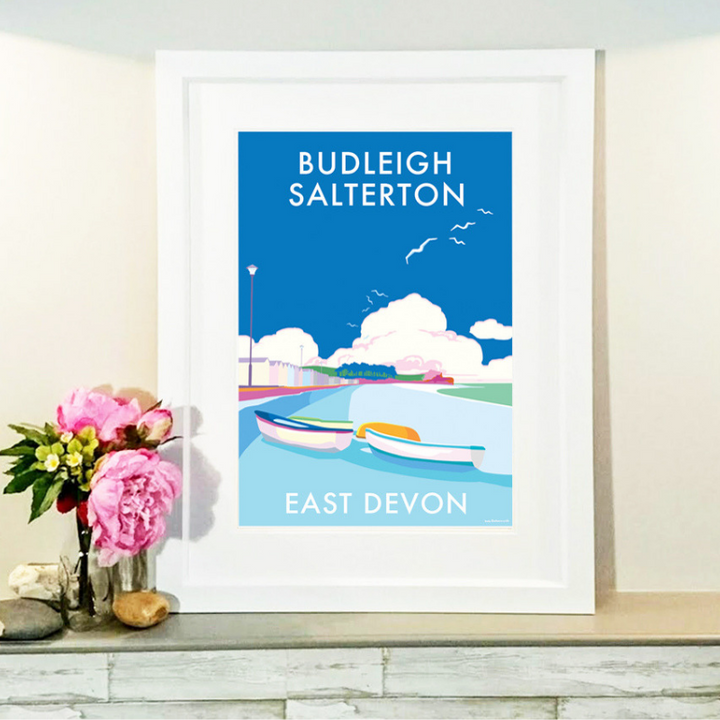 Budleigh Salterton travel poster and seaside print by Becky Bettesworth
