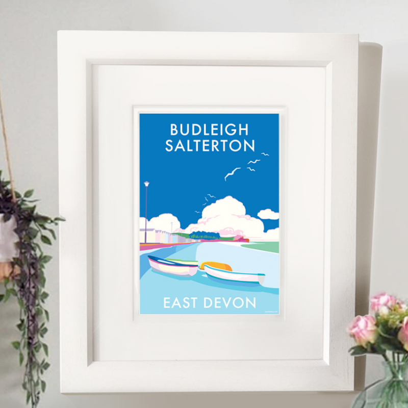 Budleigh Salterton travel poster and seaside print by Becky Bettesworth