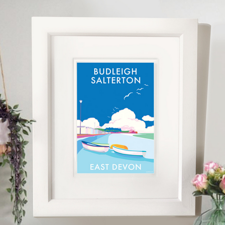 Budleigh Salterton travel poster and seaside print by Becky Bettesworth