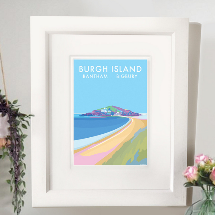Burgh Island travel poster and seaside print by Becky Bettesworth