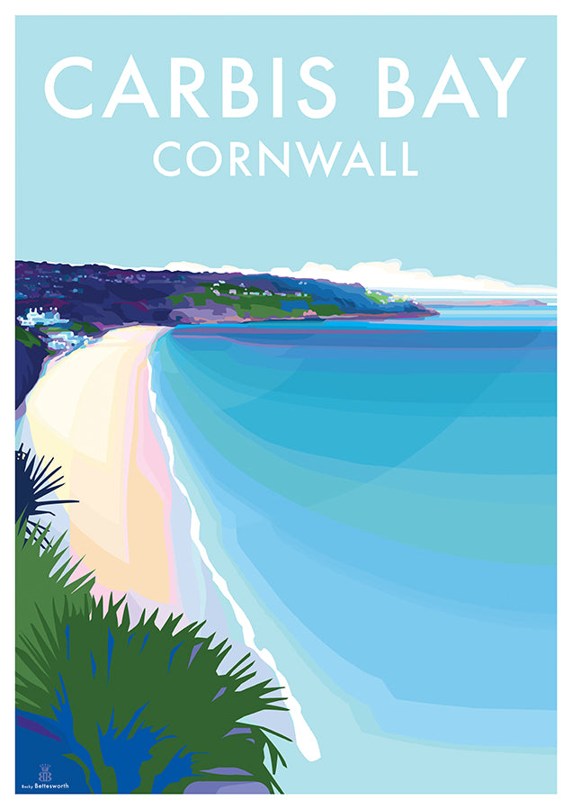 Carbis Bay - Becky Bettesworth Artwork - Travel Poster and Seaside Print
