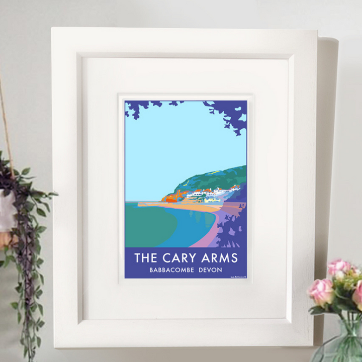 The Cary Arms travel poster and seaside print by Becky Bettesworth