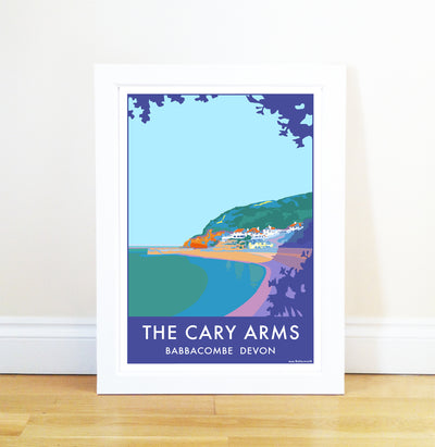 The Cary Arms travel poster and seaside print by Becky Bettesworth