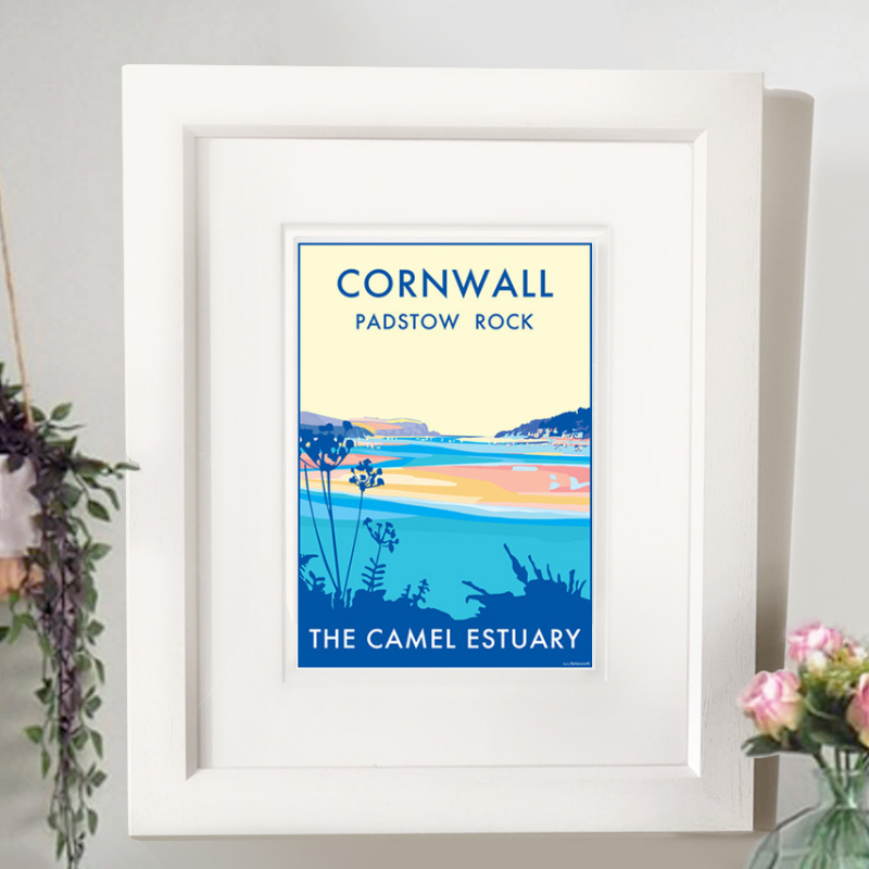 Cornwall Camel Estuary travel poster and seaside print by Becky Bettesworth