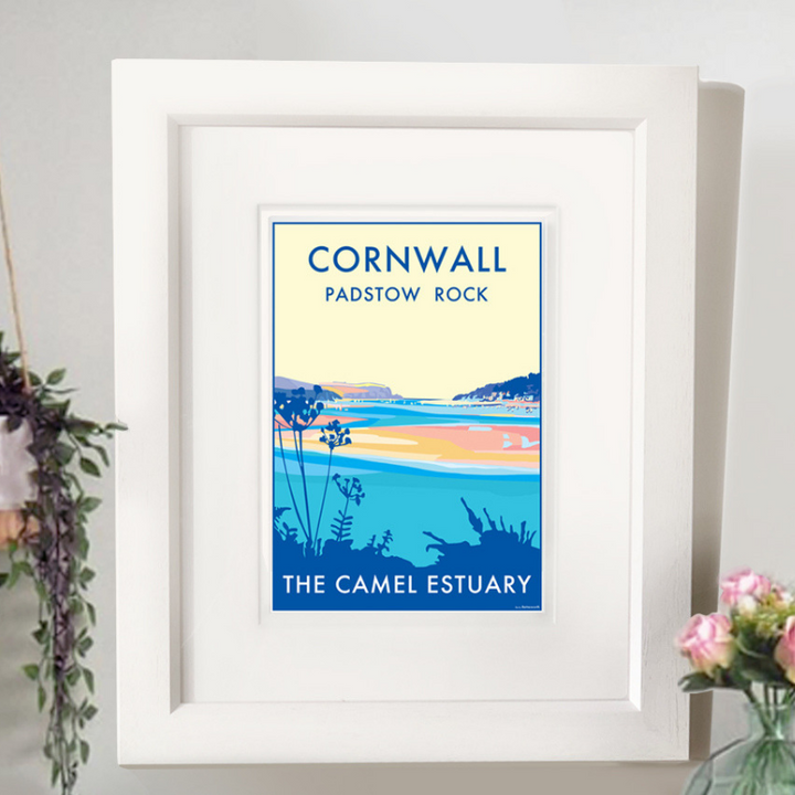 Cornwall Camel Estuary travel poster and seaside print by Becky Bettesworth