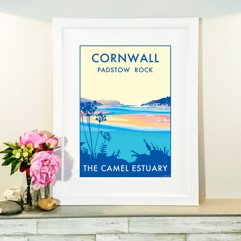 Cornwall Camel Estuary travel poster and seaside print by Becky Bettesworth