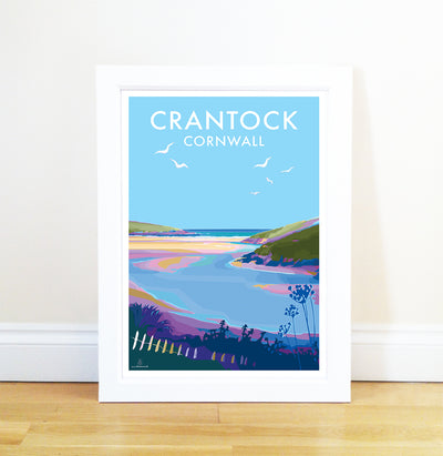 Crantock - Vintage Style Travel Poster and Seaside print by Becky Bettesworth