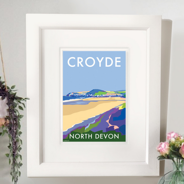 Croyde travel poster and seaside print by Becky Bettesworth