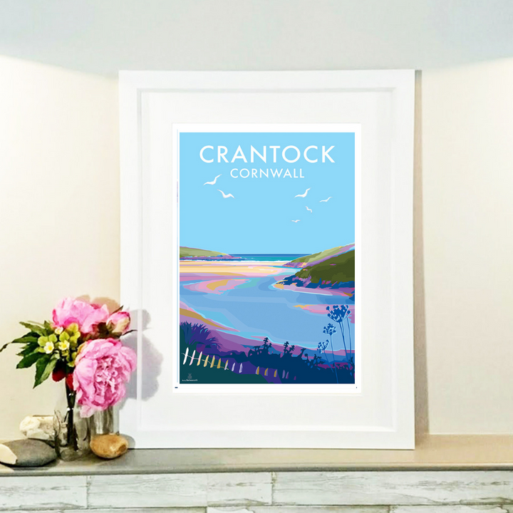 Crantock - Vintage Style Travel Poster and Seaside print by Becky Bettesworth