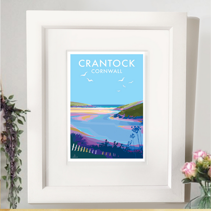Crantock - Vintage Style Travel Poster and Seaside print by Becky Bettesworth