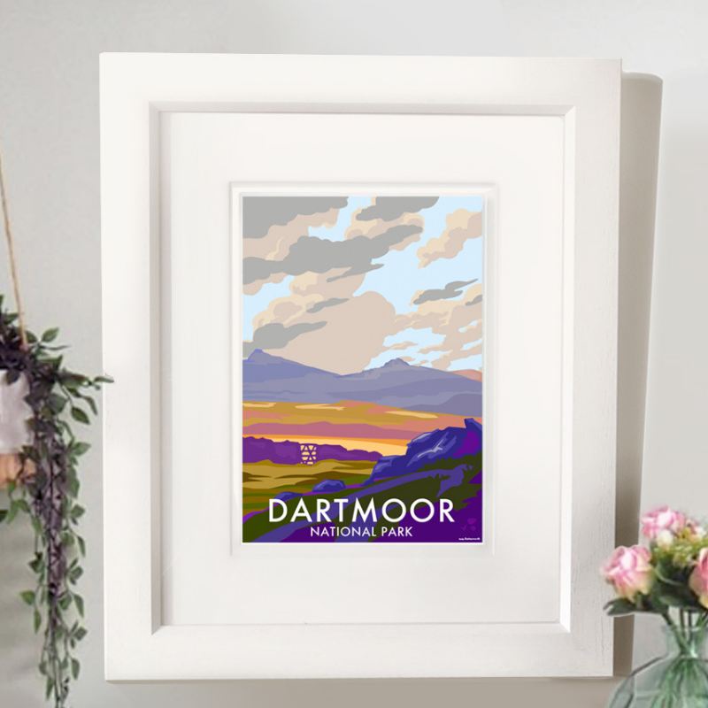 Dartmoor travel poster and seaside print by Becky Bettesworth