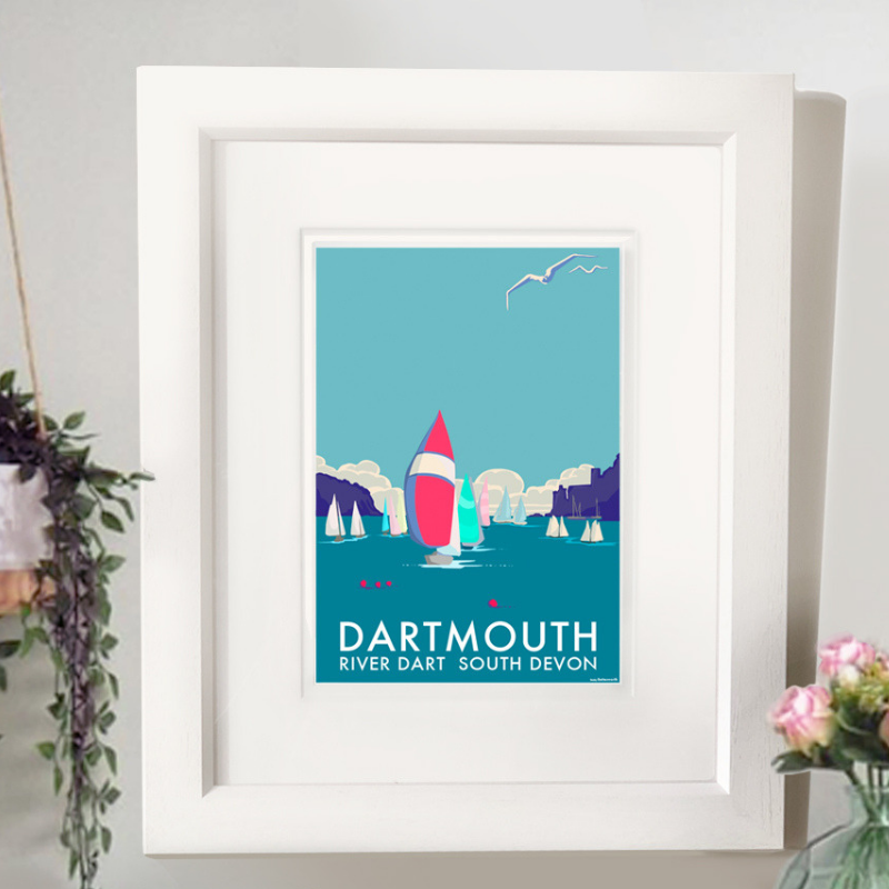 Dartmouth travel poster and seaside print by Becky Bettesworth