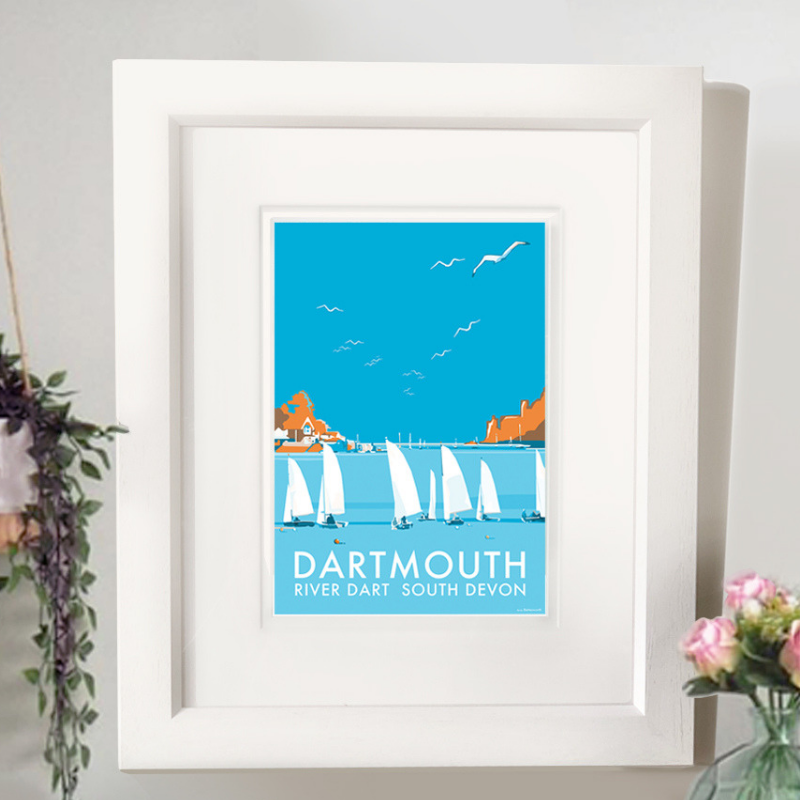 Dartmouth Festival travel poster and seaside print by Becky Bettesworth
