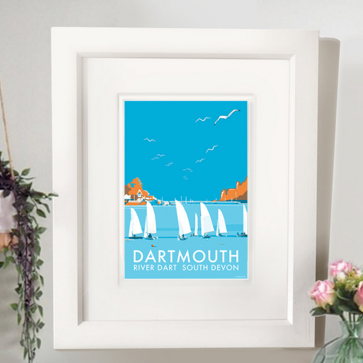 Dartmouth Festival travel poster and seaside print by Becky Bettesworth