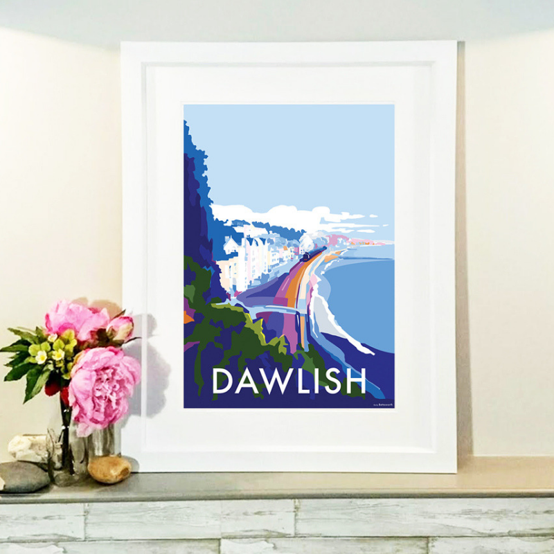 Dawlish travel poster and seaside print by Becky Bettesworth
