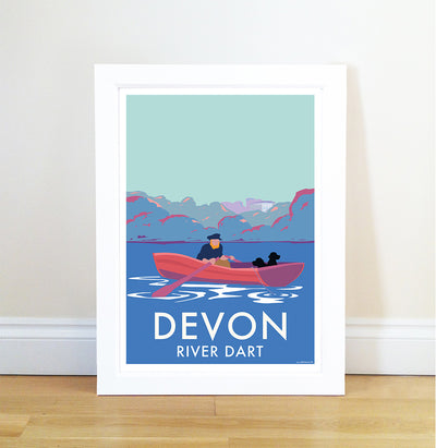 Devon River Dart (Fishing Boat) travel poster and seaside print by Becky Bettesworth