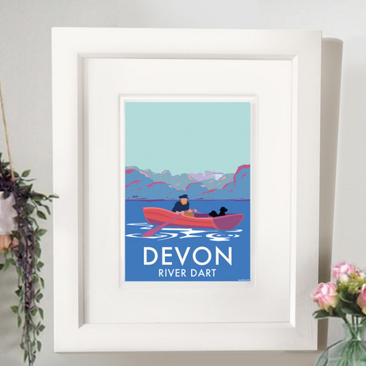 Devon River Dart (Fishing Boat) travel poster and seaside print by Becky Bettesworth