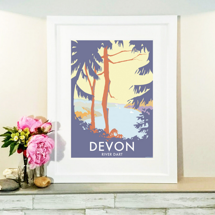 Devon River Dart (Trees) travel poster and seaside print by Becky Bettesworth