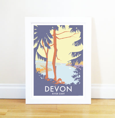 Devon River Dart (Trees) travel poster and seaside print by Becky Bettesworth