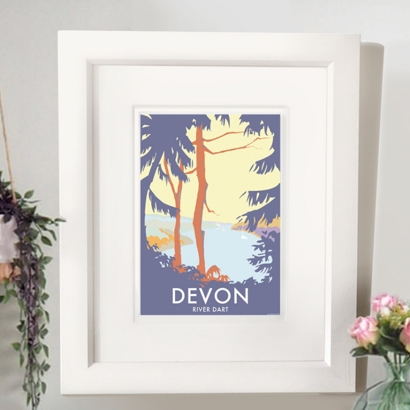 Devon River Dart (Trees) travel poster and seaside print by Becky Bettesworth