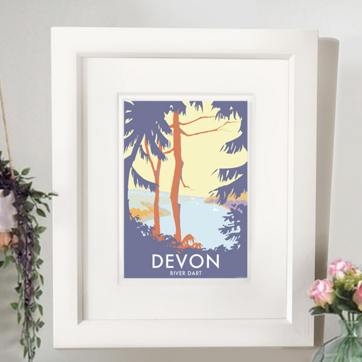Devon River Dart (Trees) travel poster and seaside print by Becky Bettesworth