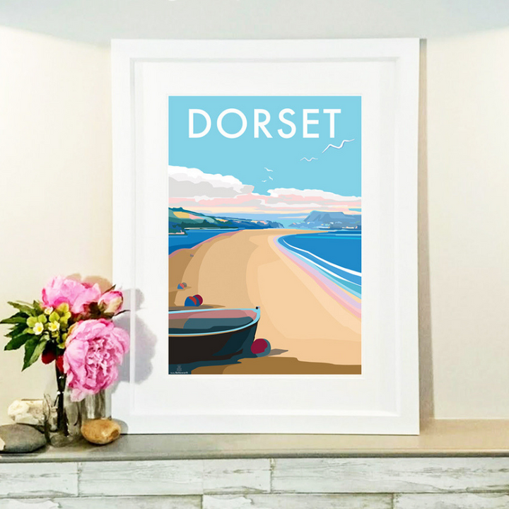Dorset travel poster and seaside print by Becky Bettesworth
