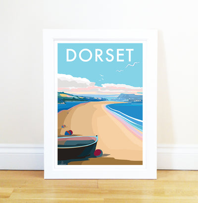 Dorset travel poster and seaside print by Becky Bettesworth