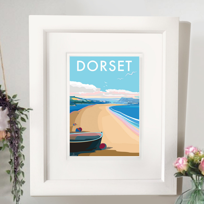 Dorset travel poster and seaside print by Becky Bettesworth