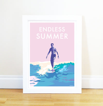 Endless Summer vintage style retro quote poster by Becky Bettesworth