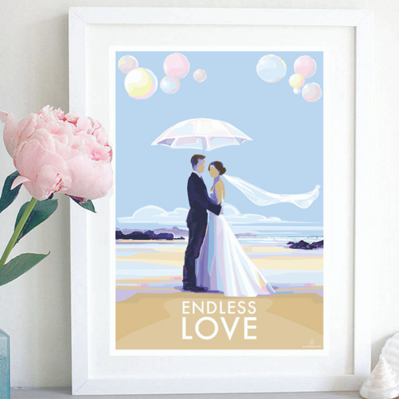Endless Love vintage style retro quote poster by Becky Bettesworth