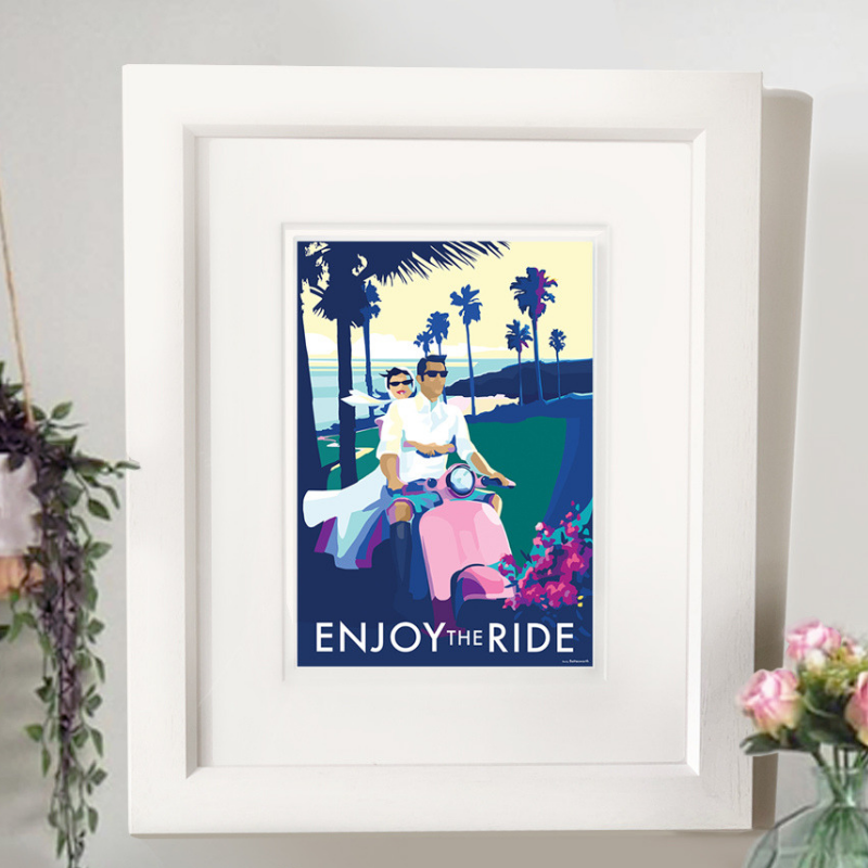 Enjoy the Ride vintage style retro quote poster by Becky Bettesworth