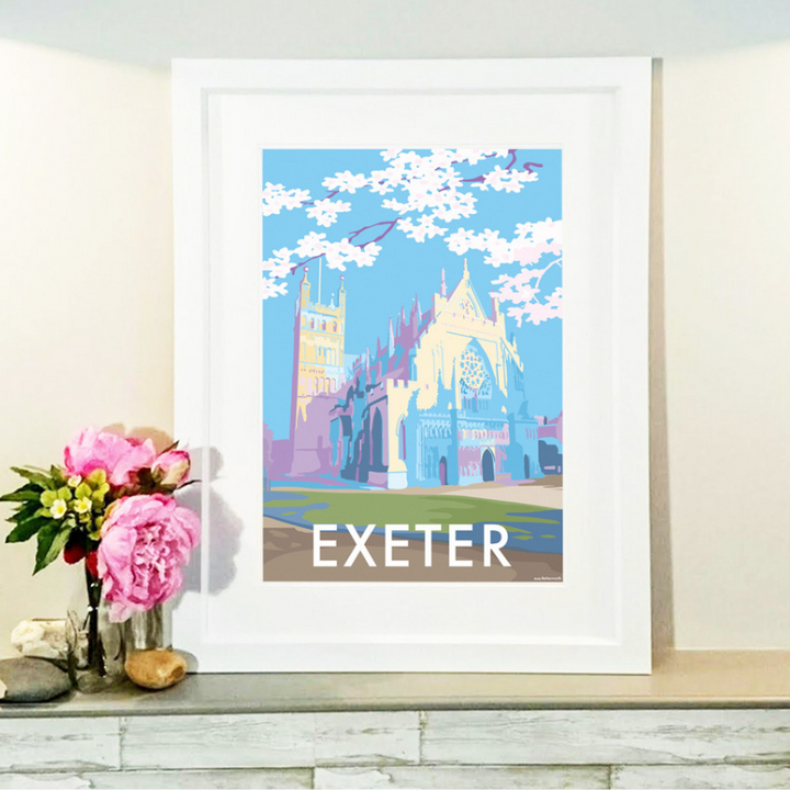 Exeter travel poster and seaside print by Becky Bettesworth