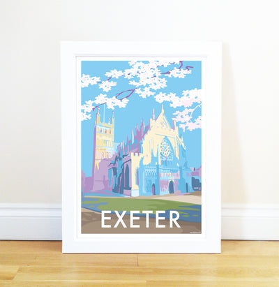 Exeter travel poster and seaside print by Becky Bettesworth