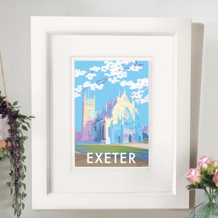 Exeter travel poster and seaside print by Becky Bettesworth