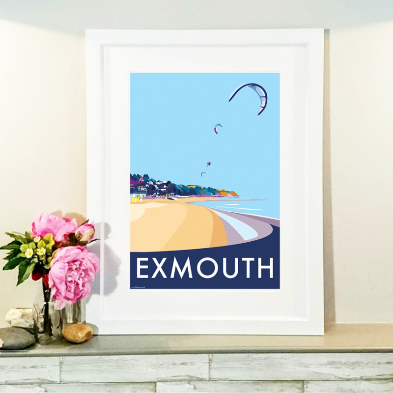 Exmouth travel poster and seaside print by Becky Bettesworth