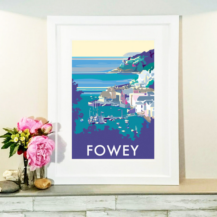 Fowey travel poster and seaside print by Becky Bettesworth