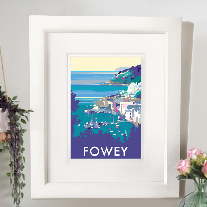Fowey travel poster and seaside print by Becky Bettesworth