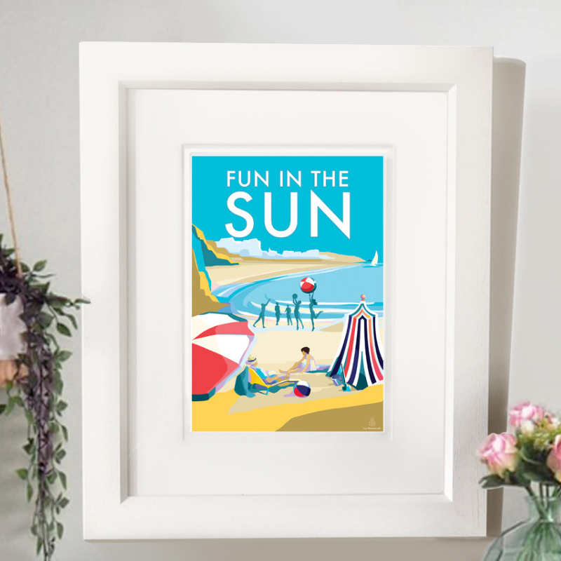 Fun in the Sun vintage style retro quote poster by Becky Bettesworth