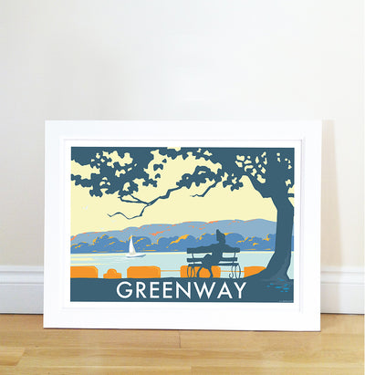 Greenway Landscape travel poster and seaside print by Becky Bettesworth