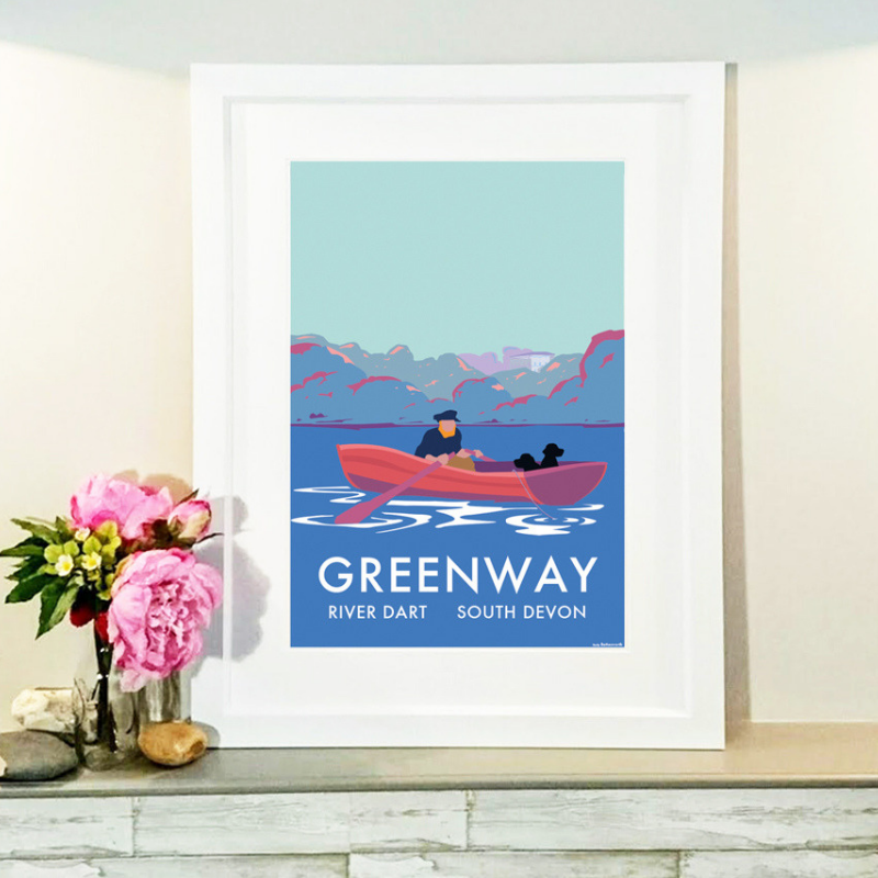 Greenway River Dart (Fishing Boat) travel poster and seaside print by Becky Bettesworth