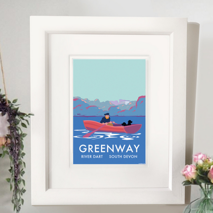 Greenway River Dart (Fishing Boat) travel poster and seaside print by Becky Bettesworth