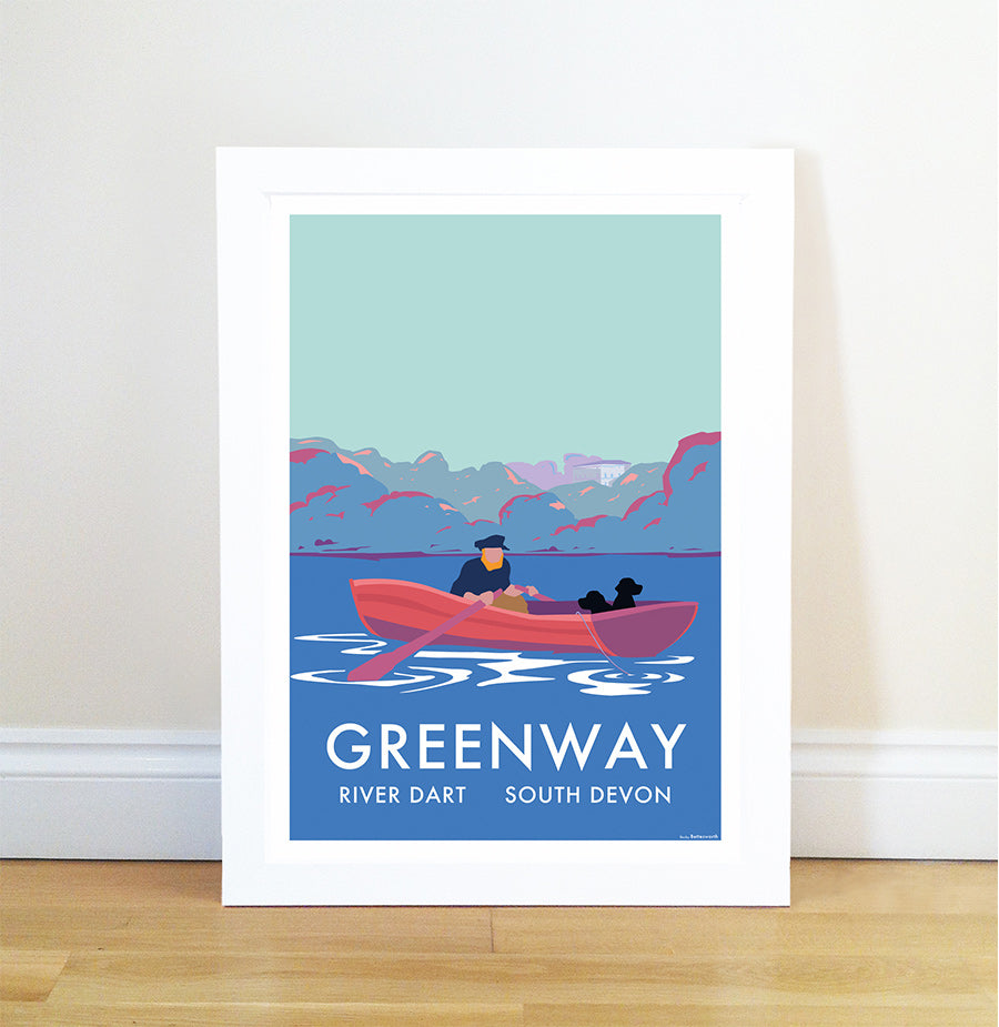 Greenway River Dart (Fishing Boat) travel poster and seaside print by Becky Bettesworth